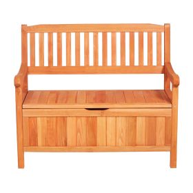beOutdoor Storage Bench, 2-Person Wooden Storage Bench, 33 Gallons Deck Box with Side Handle, Supports up to 705 lbs