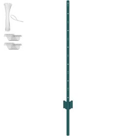 4 Feet Fence Post 10 Pack T-Post Heavy Duty Metal Fence Posts Green