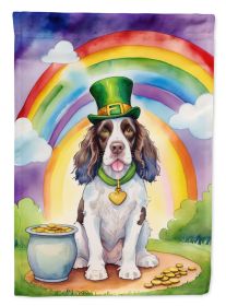 English Springer Spaniel St Patrick's Day House Flag Large Porch Sleeve Pole Decorative Outside Yard Banner Artwork Wall Hanging, Polyester