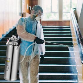 3 Gallon Stainless Steel Sprayer, 20" Wand & 3FT Reinforced Hose, Hand Pump Sprayer with Pressure Gauge, Safety Valve & Adjustable Nozzle