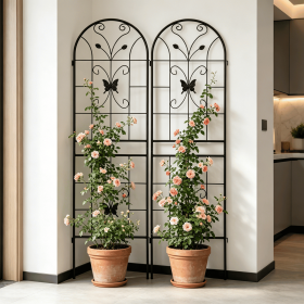2 Pack Metal Garden Trellis 71" x 19.7" Rustproof Trellis for Climbing Plants Outdoor Flower Support Black