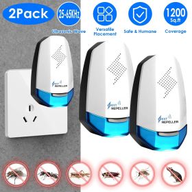 2 Pack Ultrasonic Pest Repeller - 25 - 65KHz Variable Frequency, Covers 1200 Sq.ft Each, Indoor Use for Kitchen, Living Room, Bedroom