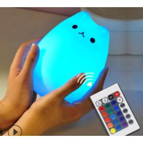 Silicone Touch Sensor LED Night Light For Children Baby Kids (Option: Popularity cat remote)