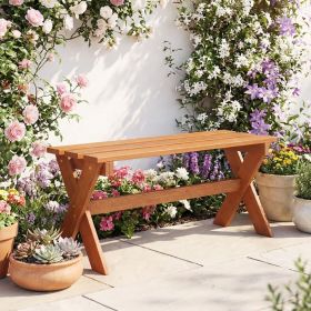 36" Outdoor Solid Wood Bench Set of 1/2 Backless Patio Dining Bench with Teak Oil Finish (size: Set of 1)