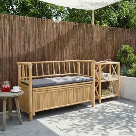 Garden Storage Bench 110 x 47 x 80 cm Bamboo Natural (Color: Brown)
