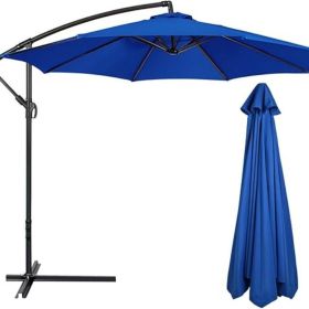10 FT 8 Rib Umbrella Canopy Replacement Outdoor Market Patio Table Umbrella Strong and Thick Canopy Cover for Backyard Garden Courtyard Swimming (size: Navy blue   (8 Ribs))
