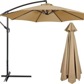 10 FT 8 Rib Umbrella Canopy Replacement Outdoor Market Patio Table Umbrella Strong and Thick Canopy Cover for Backyard Garden Courtyard Swimming (size: Tan   (8 Ribs))
