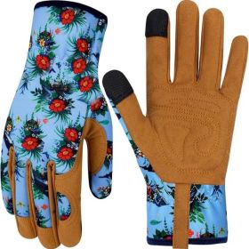 Leather Gardening Gloves for Women Thorn Proof Garden Gloves Touch Screen Working Gloves Gifts,M (Color: Bird)