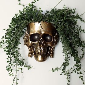 Wall Planter for Indoor Outdoor Plants, Hanging Skull Vase Unique Face Flower Pot Head Planters (Color: Don't Listen Gold)