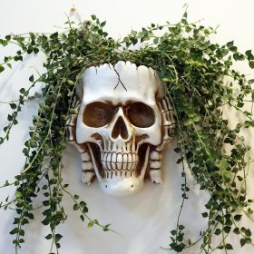 Wall Planter for Indoor Outdoor Plants, Hanging Skull Vase Unique Face Flower Pot Head Planters (Color: Don't Listen White)