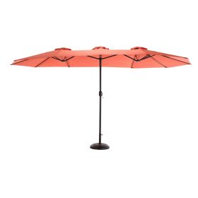14.8 Ft Double Sided Outdoor Umbrella Rectangular Large with Crank ( khaki )(No Base) (Color: Orange)