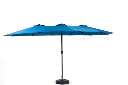 14.8 Ft Double Sided Outdoor Umbrella Rectangular Large with Crank ( khaki )(No Base) (Color: Dark Blue)