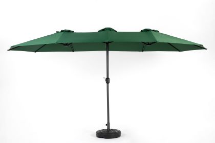 14.8 Ft Double Sided Outdoor Umbrella Rectangular Large with Crank ( khaki )(No Base) (Color: Dark Green)