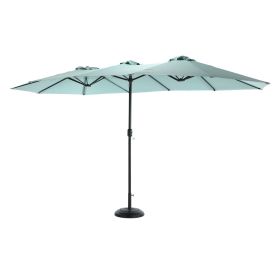 14.8 Ft Double Sided Outdoor Umbrella Rectangular Large with Crank ( khaki )(No Base) (Color: Light Green)
